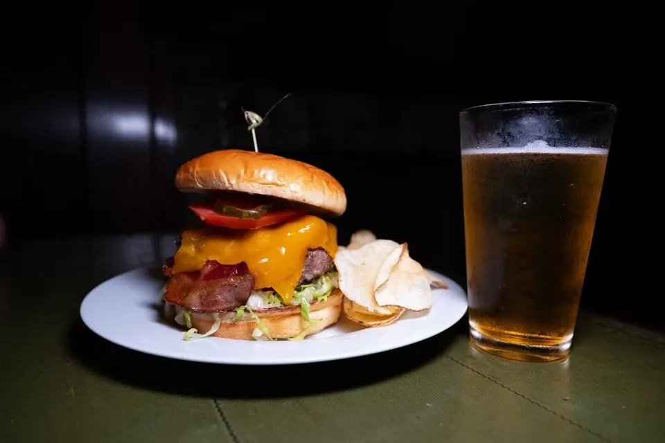 Pub burger and a local beer