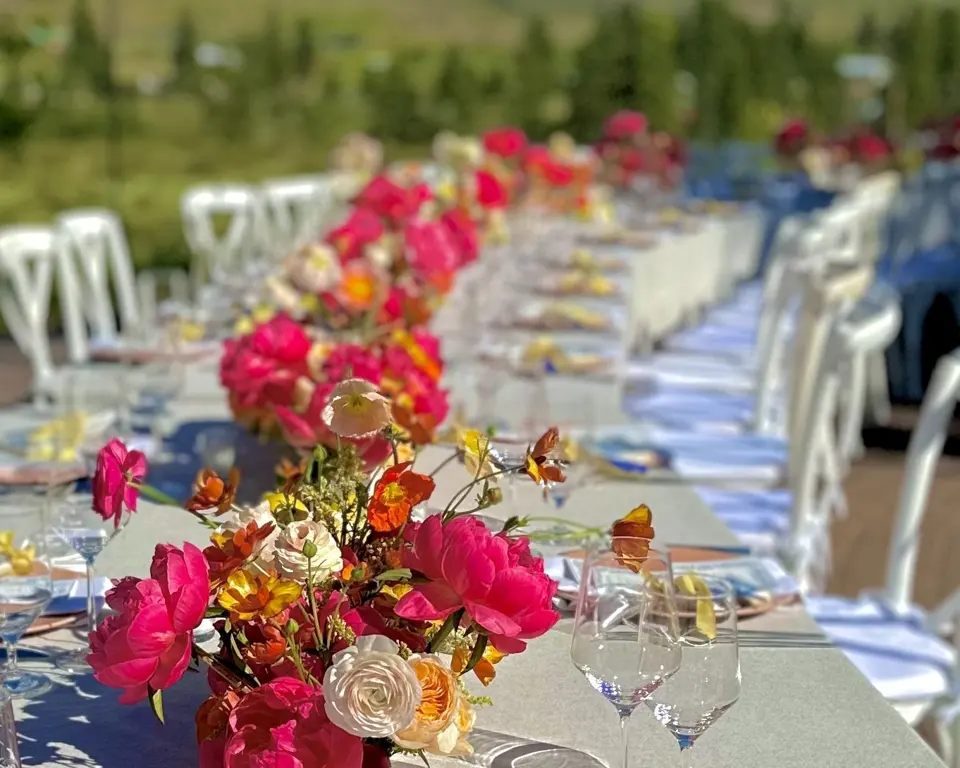 Reception table florals